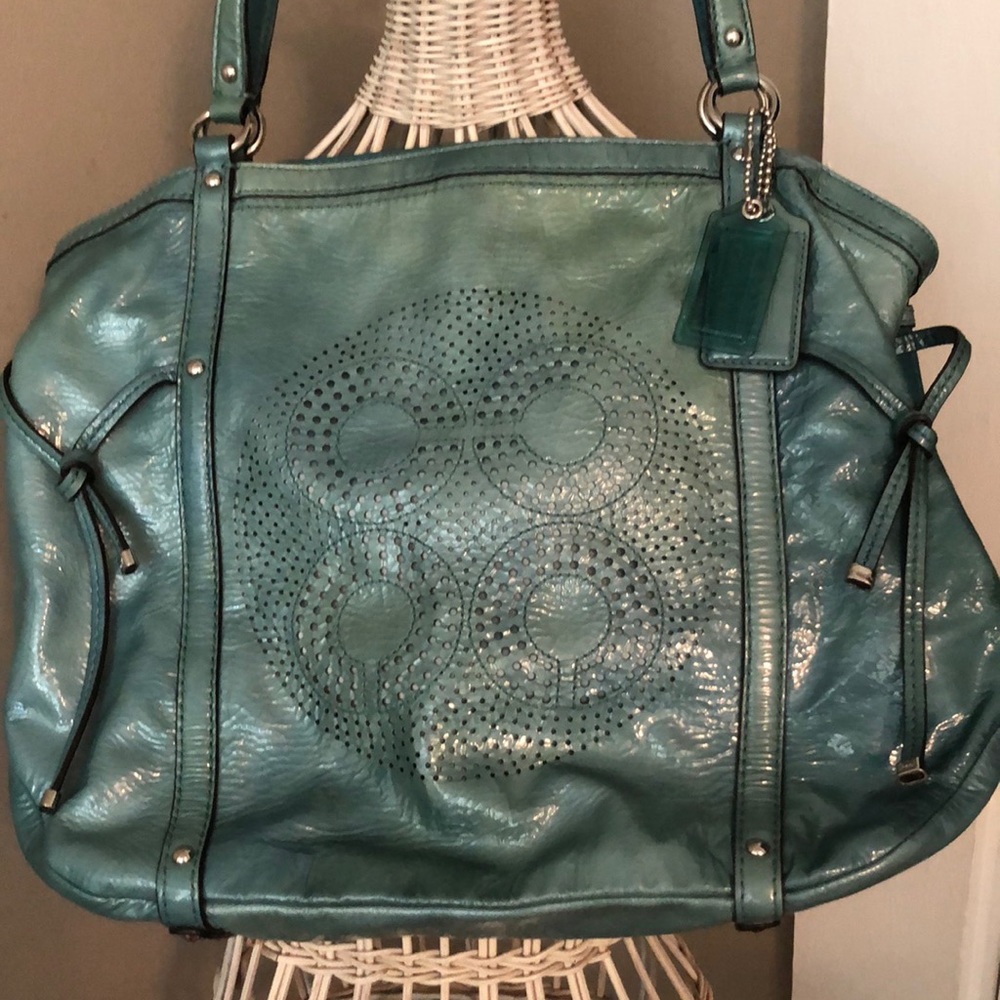 Coach Audrey Lagoon Purse Turquoise